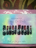 Xxl ruby red black DIY glitter moving aqua press on nails