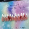 stiletto shape white French tip 3d floral press ons