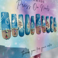 xxl matte blue bandanna white iridescent rhinestone press ons